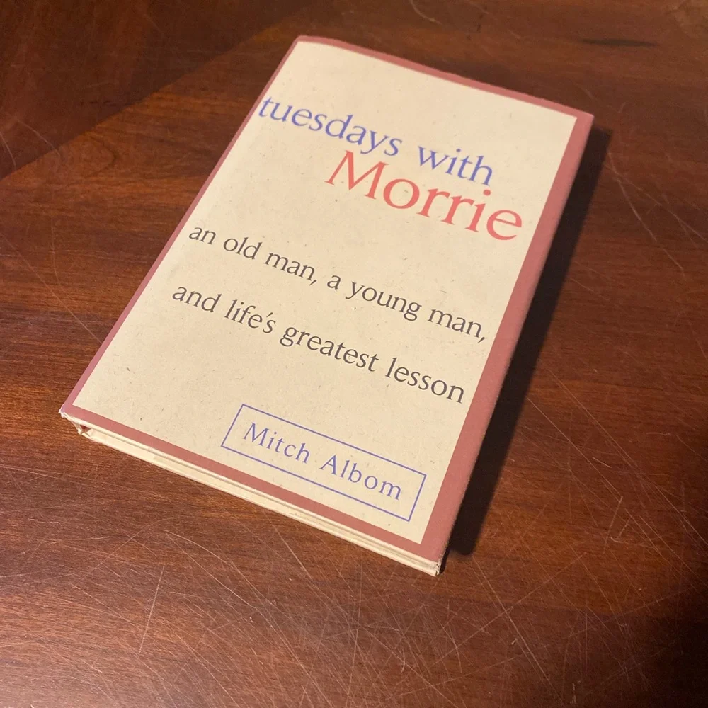 Tuesdays with Morrie Paperback Book - Cream and Red Cover